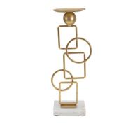 Portacandele Marie 13x10x31,5 cm in Ferro e Marmo Oro e Bianco