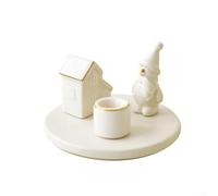 Portacandele natalizio con renne e case di neve, realizzato in ceramica per migliorare la decorazione stagionale e il bagliore accogliente (candelabro da neve)