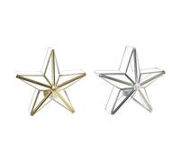 Portacandele Natalizio DKD Home Decor Dorato Argentato Stella 16 x 8 x 16 cm