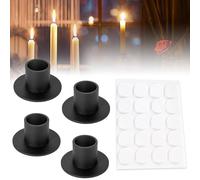 Portacandele Neri in Stile Retrò, Snowtain 4 PCS Portacandele Nero per la Decorazione Domestica Cena a Lume di Candela Banchetto di Nozze di Natale (con Nastro Biadesivo Acrilico)
