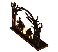 Portacandele Nero - Figura Cavaliere Senza Testa Halloween,Scena Albero Spettrale con Cavallo di Legno per Scrivania Libreria Davanzale Sala da Pranzo