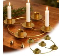 Portacandele per l'avvento natalizio, rotondo, per 5 candele, decorazioni per l'avvento e le decorazioni natalizie, decorazione da tavolo in metallo per feste di Natale, centrotavola per la casa