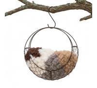 Portacandele per uccelli - in acciaio celeste, presentazione floreale a forma di luna, ornamento a gancio in filo metallico | Dispenser decorativo per alimenti per esterni per l'uso in