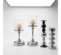 Portacandele Retrò in Ferro e Vetro, Candelabro Decorazione Casa 31cm