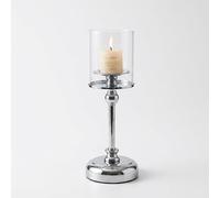 Portacandele Retrò in Ferro e Vetro, Candelabro Decorazione Casa 31cm
