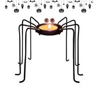 Portacandele Tealight di Halloween - Supporto in metallo nero gotico, decorazione spettrale per feste | Supporto stagionale a forma di ragno, decorazione da tavolo festiva con allestimento per interni