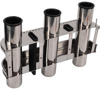 Portacanna da Pesca 3 Tubi in Alluminio Acciaio Inox per Barca e Garage - NUOVO