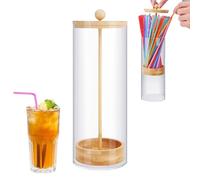 Portacannucce - Organizzatore trasparente per cannucce | Distributore da bancone con coperchio per istituzione scolastica soggiorno negozio cucina caffè