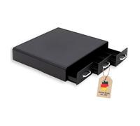 Portacapsule caffè Intirilife con 3 cassetti in nero - 34,2 x 32,6 x 6,4 cm - Scatola compatibile con Nesspresso (48 capsule) o K-Cup (36 capsule) Scatola per la maggior parte delle cialde di caffè