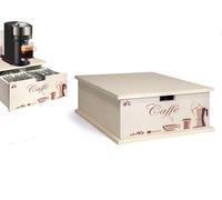 Portacapsule Cassetto Portacialde Capsule Caffè Bustine Tè Tisane Legno Ceramica (1 (LEGNO))