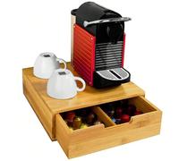 Portacapsule Contenitore Cassetto Porta Cialde Capsule Nescpresso Dolcegusto Modomio Caffe Lavazza Bustine Tè Zucchero realizzato in Legno di Bambù Bamboo Tutto al suo posto! Basta scavare tra i casse