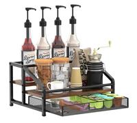 Portacapsule da caffè, organizer a 3 livelli, per 8 bottiglie, organizer per sciroppi di caffè, 30 capsule grandi o 40 piccole, porta caffè per sciroppo, vino, spezie, cialde di caffè, cassetti