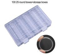 Portacapsule monete rotonde 25 mm in un set di 100 con una scatola di plastica