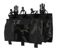 Portacaricatore Tattico Quadruplo per Mag da 5.56 Mm, Tasche Multiuso con Sistema MOLLE per Softair e Sport All'aria Aperta(Bkcp)