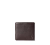 Polo Ralph Lauren - Portafoglio a libro marrone in pelle martellata con logo goffrato One Size