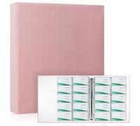 Portacarte Organizer Rosa con 600 Capacità - 30 Fogli Refill, Sistema 3 Anelli A4, Caricamento Laterale per Biglietti da Visita & Carte, Pelle PU Premium