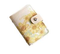 Portacarte Porta carte di pittura retrò grande capacità da donna Slot multi-scheda Portamonete con clip for patente guida(Yellow sunflower)