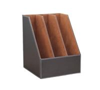 Portacartelle Portariviste in pelle da scrivania, portadocumenti da ufficio, portadocumenti verticale a 3 scomparti(Orange)