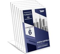 Portacartello in Acrilico con Retro Angolato A6, Cornici Pubblicitarie, Cornice Trasparente per Cartelli, Brochure, Volantini, Menu. Bacheca in Plastica per Casa, Ufficio, Ristorante (A6 - 6 Pezzi)