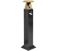 Portacenere Contenitore for mozziconi di sigaretta in acciaio inossidabile da esterno con coperchio, estintore di fumo commerciale a doppia concavità(Black+gold)