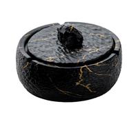 Portacenere Coperchio con Coperchio, Smavles Posacenere Antivento in Ceramica, Vassoio per Cenere da Fumo da Tavolo, Posacenere per Sigarette per Uso Interno o Esterno per Casa Ufficio Balcone (Nero)