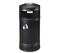 Portacenere Long Cylindl Trash Can With Stainless Steel Floor Standing Large Opening Waste Bin Lid 13.2 Gallons(B)