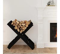 Portaceppi Nero 47x39,5x48 cm in Legno Massello di Pino