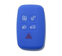[Portachiave] Guscio Cover Chiave Auto in Silicone per Telecomando Land Rover Range Rover Sport Evoque LR4 Freelander Discovery (vedere compatibilità nelle foto) 5 Tasti (BLU)