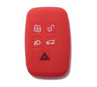 [Portachiave] Guscio Cover Chiave Auto in Silicone per Telecomando Land Rover Range Rover Sport Evoque LR4 Freelander Discovery (vedere compatibilità nelle foto) 5 Tasti (ROSSO)