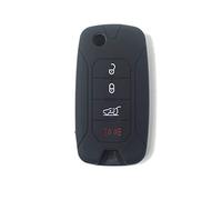 [Portachiave] Guscio Cover Chiave in Silicone per Telecomando Auto Jeep 4 tasti (vedere compatibilità nelle foto) Renegade Cherokee (NERO)