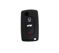[Portachiave] Guscio Cover Chiave in Silicone per Telecomando Auto Peugeot 3 tasti (vedere compatibilità nelle foto) 107 207 307 407 607 308 409 (NERO)