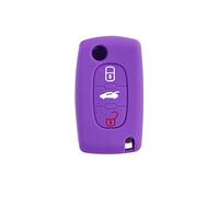 [Portachiave] Guscio Cover Chiave in Silicone per Telecomando Auto Peugeot 3 tasti (vedere compatibilità nelle foto) 107 207 307 407 607 308 409 (VIOLA)