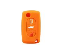 [Portachiave] Guscio Cover Chiave in Silicone per Telecomando Auto Peugeot 3 tasti (vedere compatibilità nelle foto) 107 207 307 407 607 308 409 (ARANCIONE)