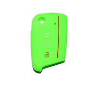 [Portachiave] Guscio Cover Chiave in Silicone per Telecomando Auto Volkswagen Golf (Serie 7) Seat Leon 7 Ibiza 7 Skoda Octavia A7 (vedere compatibilità nelle foto) 3 tasti (VERDE)