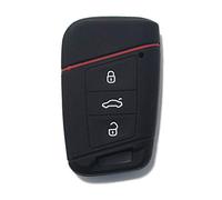[Portachiave] Guscio in Silicone Cover Chiave per Telecomando Volkswagen Magotan Passat B8 e Skoda Superb Kodiaq A7 3 tasti (vedere compatibilità nelle foto) (NERO)