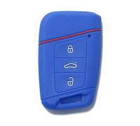 [Portachiave] Guscio in Silicone Cover Chiave per Telecomando Volkswagen Magotan Passat B8 e Skoda Superb Kodiaq A7 3 tasti (vedere compatibilità nelle foto) (BLU)