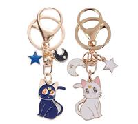 Portachiavi,2 Pezzi Portachiavi Luna Gatto Portachiavi Kawaii Portachiavi Gadget Carino Portachiavi Auto Donna Portachiavi a Forma di Gatto Magico per Donne, Adolescenti, Ragazze, Amanti dei Gatti