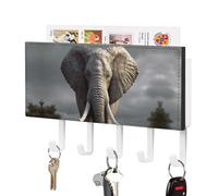 Portachiavi 3D a forma di elefante per parete, adesivo con 5 ganci, organizer per chiavi e asciugamani in pelle PU, ideale per ingresso, corridoio, soggiorno e ufficio.