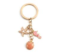 Portachiavi a conchiglia, portachiavi con stella marina, portachiavi cavalluccio marino, portachiavi stile costiero, regalo per donna, portachiavi carino, accessori per borse squisiti, argento, S