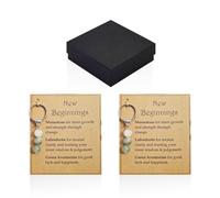 Portachiavi A Energia Di Cristallo Da 2 Pezzi, Confezione Regalo Di Gioielli Da 1 Pezzo, Con Carte Ispiratrici, Ornamenti Di Guarigione Della Felicità, Portachiavi In Pietra Di Luna Da Donna.
