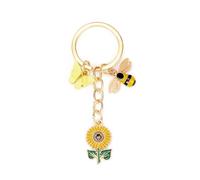 Portachiavi a forma di ape con girasole e ciondolo a forma di farfalla, borsa di girasole, piccoli regali per donne, migliore amica, borsa ciondolo