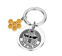 Portachiavi a forma di ape, idea regalo per amante, per api, per insegnanti di ringraziamento, per re e regina dell'alveare, Medio, Acciaio inossidabile,