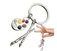 Portachiavi a forma di artistica, ciondolo a forma di mini di colori e pennello, ciondolo per gioielli, regalo per studenti d'arte, insegnanti, ornamento decorativo per chiavi per