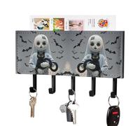 Portachiavi a forma di bambola da incubo da appendere alla parete, adesivo con 5 ganci, organizer per chiavi in pelle PU da parete, gancio portasciugamani per ingresso, corridoio, soggiorno, ufficio