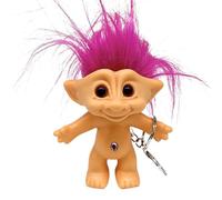 Portachiavi a forma di bambola Troll, simpatico ciondolo nostalgico, colorato con capelli Troll, statuetta di capelli colori pazzi, bambole vintage, adorabile portachiavi anti-smarrimento, 10 cm
