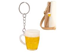 Portachiavi a forma di boccale di birra, portachiavi per auto, ciondolo con simulazione, decorazione carina, per zaini, borse, uomini e donne, accessori per borse