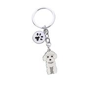 Portachiavi a forma di cane, 10 cm, portachiavi in metallo carino, portachiavi per chiave, pendente borsa, per compleanno (Bassotto bianco)