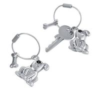 Portachiavi a forma di "cane e osso" con macchia nera sull'occhio,