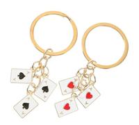Portachiavi a Forma di Carta da Poker in Metallo - 2 Pezzi - Acciaio Inox - Design Nero/Rosso e Argento - Ideale per Feste a Tema, Regalo per Appassionati di Poker - Uomini e Donne