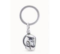 Portachiavi a forma di casco placcato argento Sterling